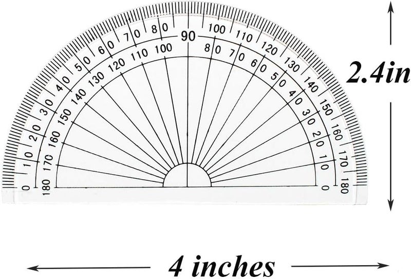 Lelines 4 Inch Protractor, Plastic Student Math Protractors, Pack of 2, Clear - Image 5